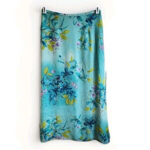 Vintage Valerie Stevens 100% Silk Floral Blue Skirt – Size 6